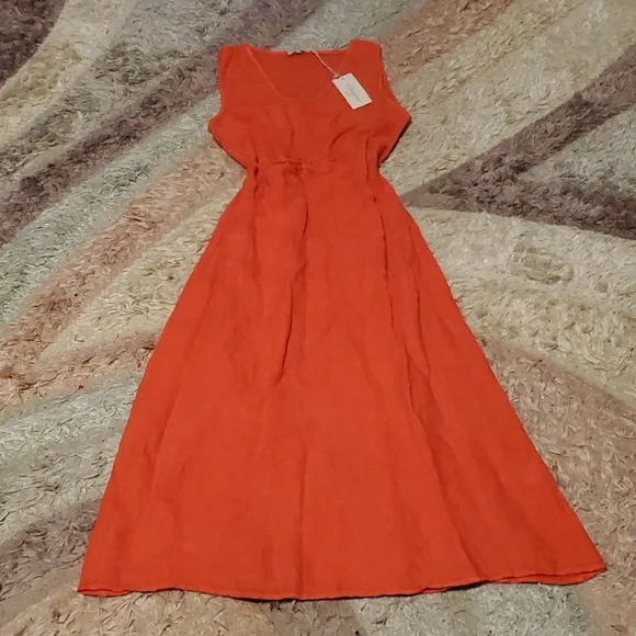 Le Ragazze | Dresses | Le Ragazze Orange Red Linen Midimaxi Dress Size  Small Nwt | Poshmark